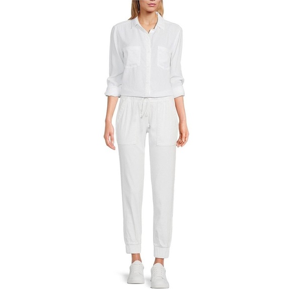 Cloth & Stone Long Sleeve Button Front Collared Coordinating Lyocell Top Size S - Picture 6 of 7